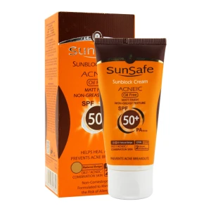 کرم ضد آفتاب SPF50 فاقد چربی بژ طبیعی سان سیف